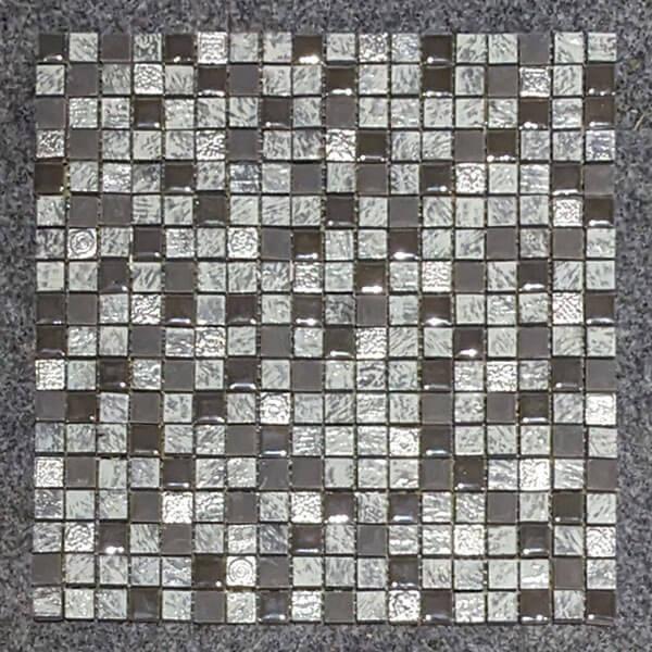 für Gestaltung & Bordüre Mosaik 1,5x1,5cm Fliese + Stein grau- bunt Blatt 30x30cm