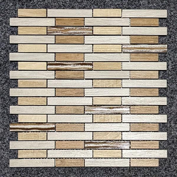 Stäbchenmosaik Beige in Holzoptik, Blatt 30x30cm
