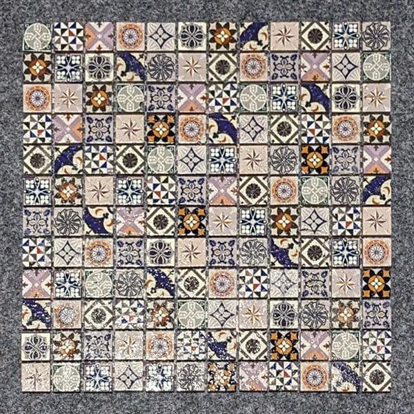 Vintagemosaik 2,5x2,5cm bunt, Blatt 30x30cm
